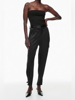 Babaton Refined Satin Cargo Pant Ankle Belt MSRP $148
